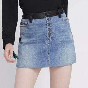 Alice and Olivia denim/leather mini skirt